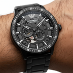 Emporio Armani Mario AR60054 Meccanico Automatic Skeleton All-Black Watch