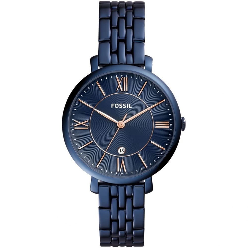 Fossil Jacqueline ES4094 Three-Hand Navy Blue Stainless Steel Women's Watch