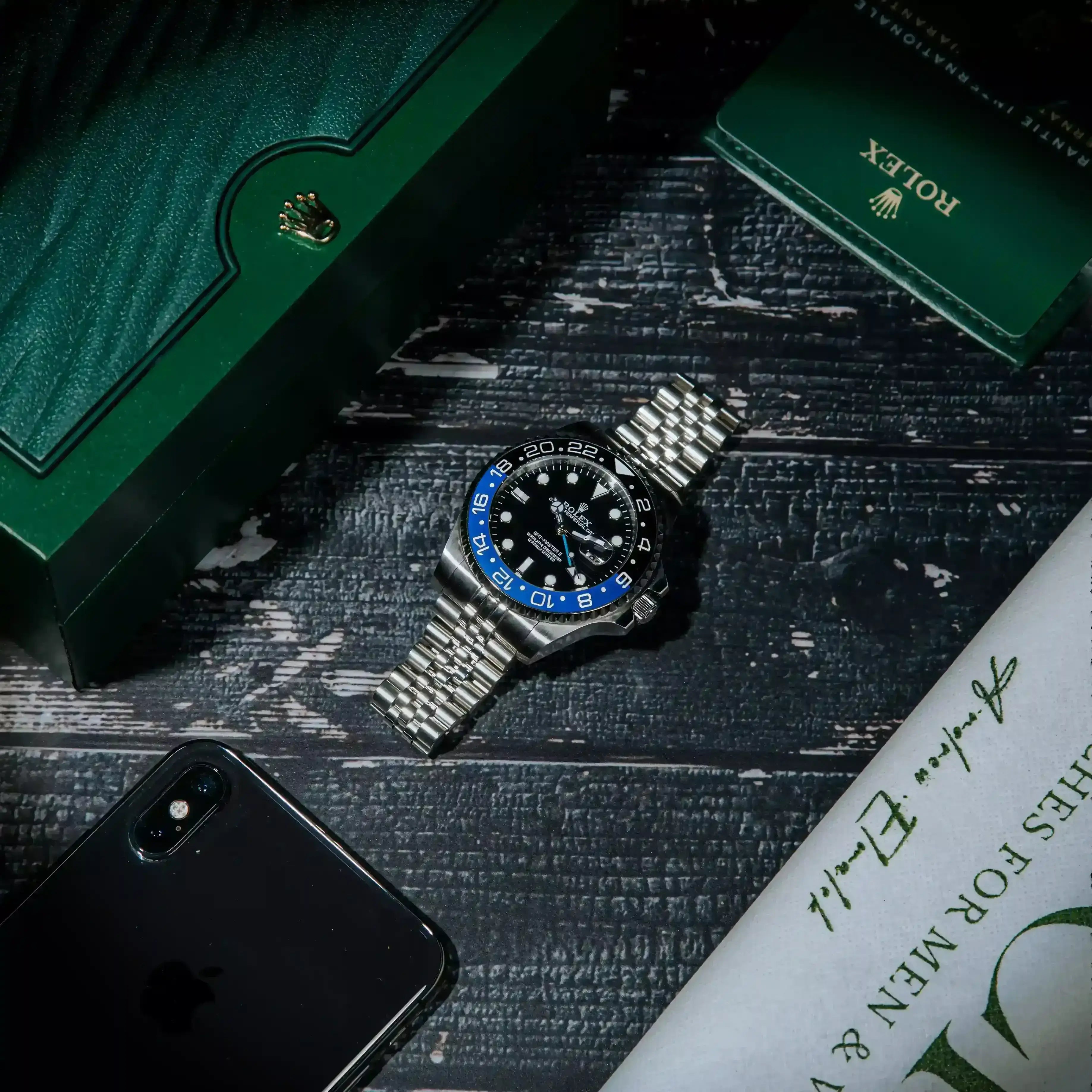 Rolex GMT-Master II “Batgirl” – Black Dial & Blue-Black Bezel Jubilee Bracelet