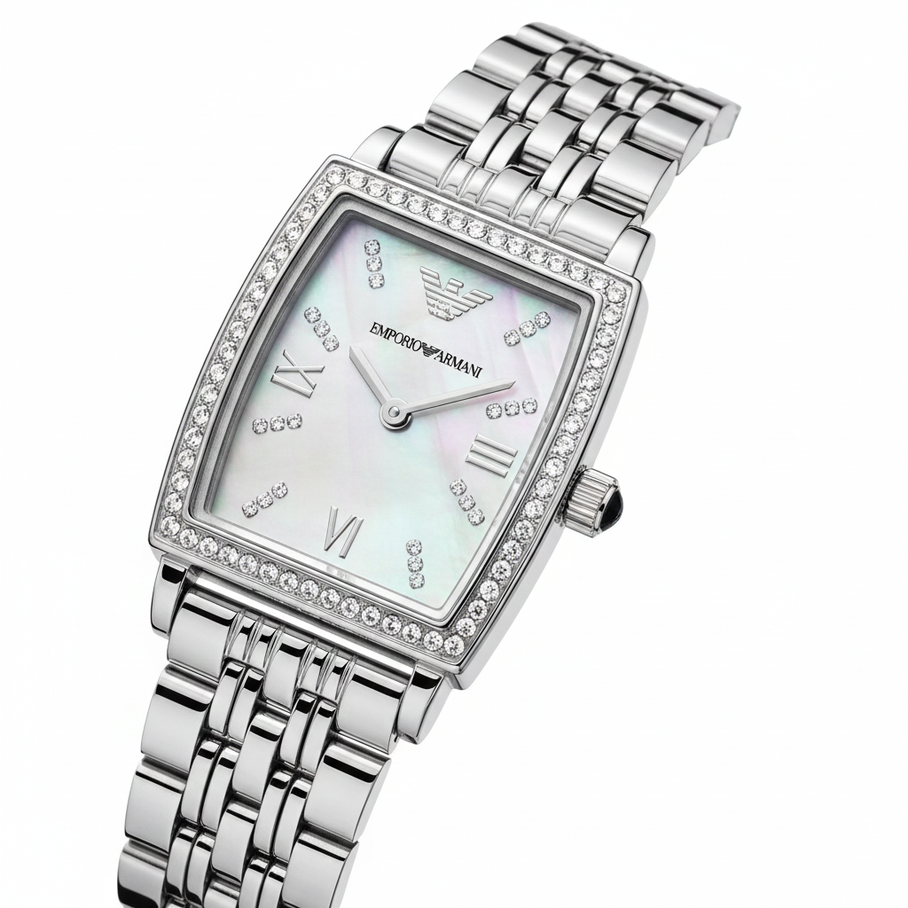 Emporio Armani AR11405 Women’s Mother of Pearl Dial Silver Stainless Steel Gianni T-Bar Watch