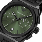 Emporio Armani AR11562 Men’s Green Dial Black Stainless Steel Federico Chronograph Watch