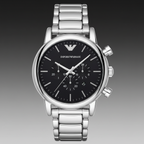 Emporio Armani AR1894 Men’s Black Dial Stainless Steel Luigi Chronograph Watch