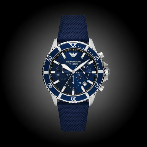 Emporio Armani AR11588 Men’s Blue Dial Fabric Strap Diver Chronograph Watch