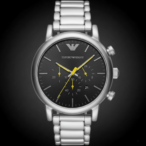 Emporio Armani AR11324 Men’s Black Dial Silver Stainless Steel Chronograph Watch