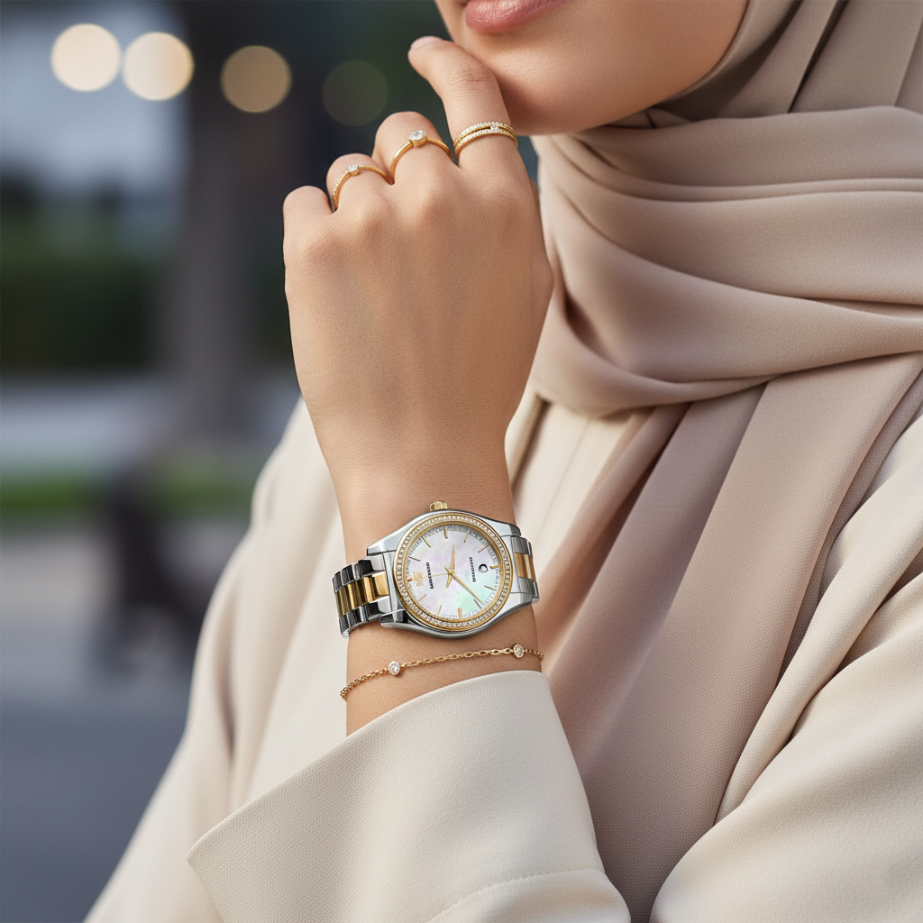 Emporio Armani AR11559 Women’s Mother of Pearl Dial Two-Tone Stainless Steel Federica Watch