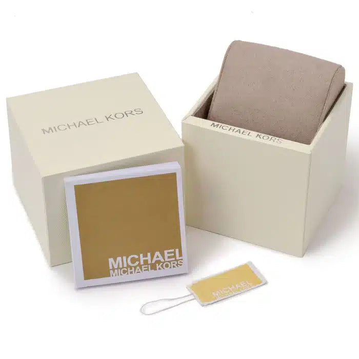 Michael Kors Emery MK4696 Rectangular Silver Tone Black Leather Women Watch