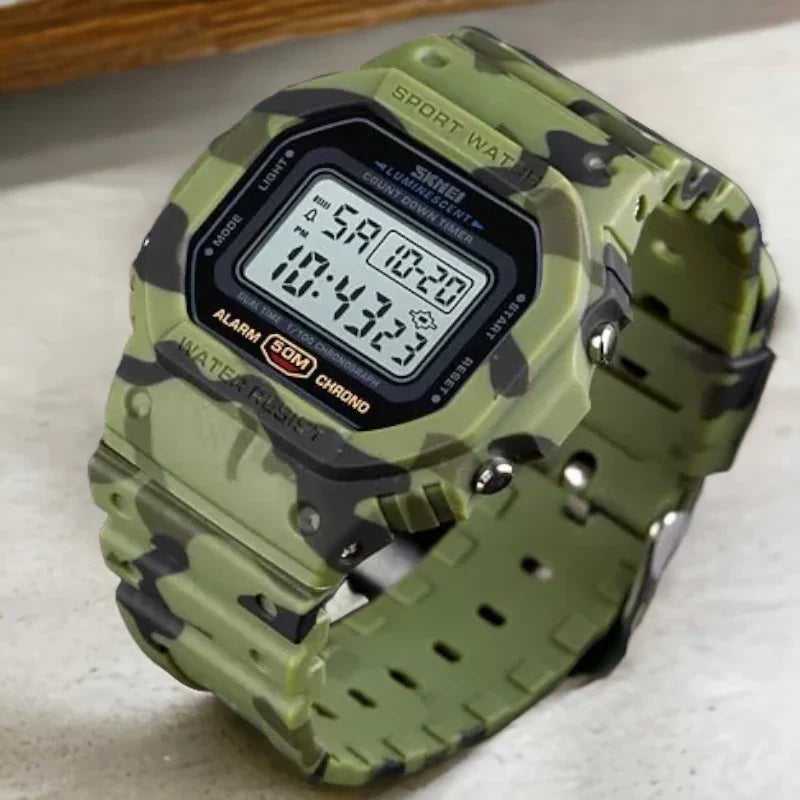 Skmei 1628 ساعة رياضية ريترو رقميه باللون الأزرق