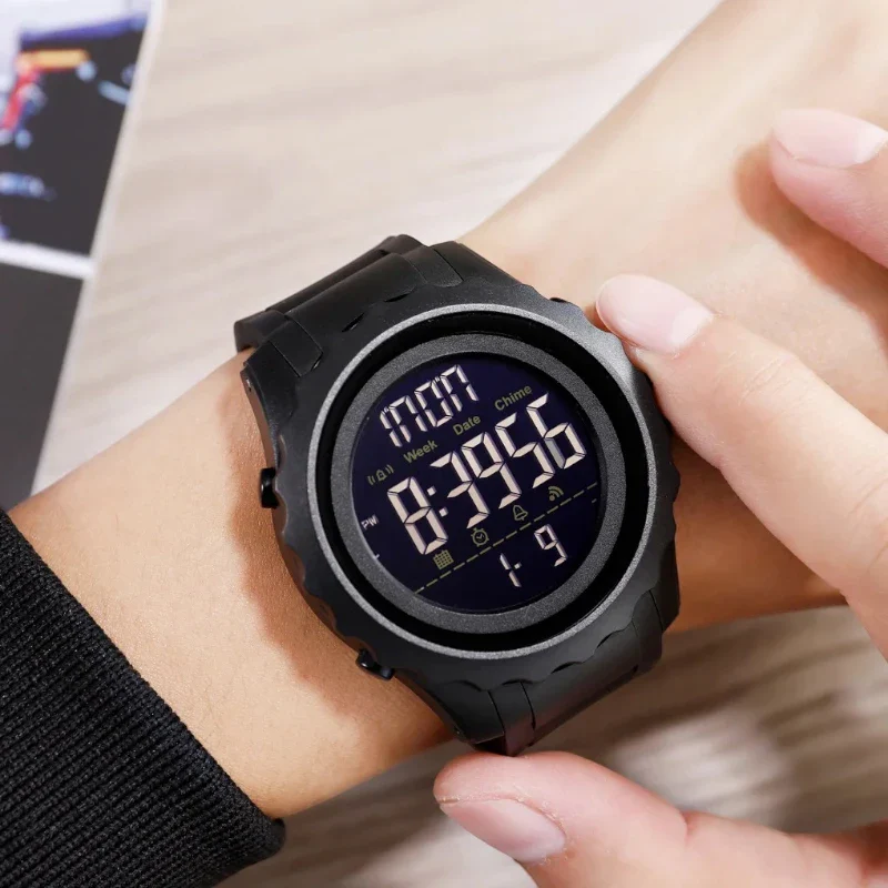 ساعة SKMEI 1624 رياضية متعددة الوظائف - أخضر جيشي مموه، ستوب ووتش LED مقاومة للماء