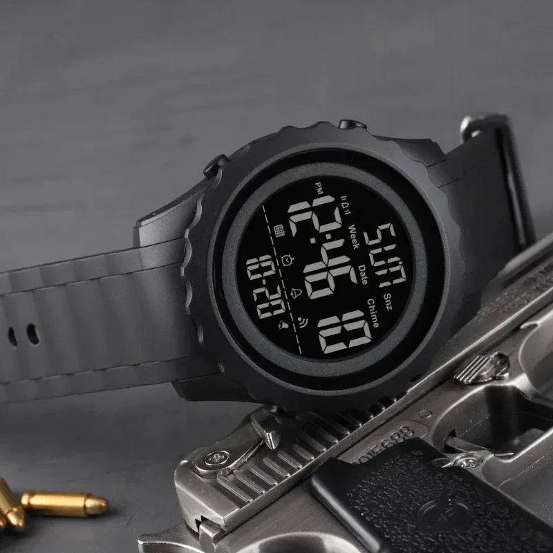 ساعة SKMEI 1624 رياضية متعددة الوظائف - أخضر جيشي مموه، ستوب ووتش LED مقاومة للماء