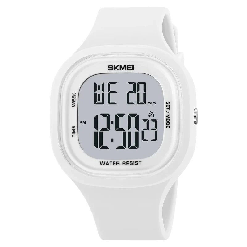 ساعة SKMEI 2290 رياضية للجنسين رقمية مقاومة للماء متعددة الوظائف ابيض سيليكون