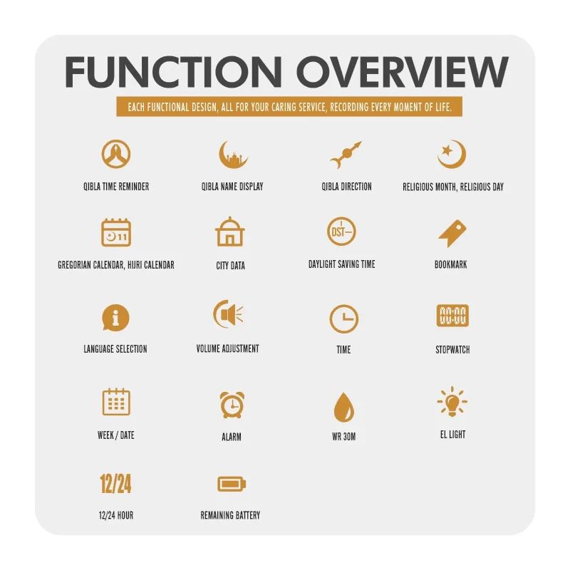 Skmei 2097 ساعة اوقات الصلاة بلون فضي