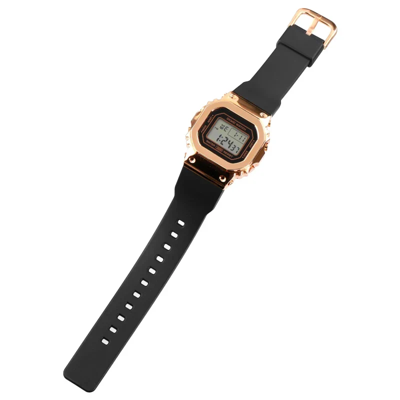 SKMEI 1796 ساعة رياضية ستيل مطاط ذهبي أسود