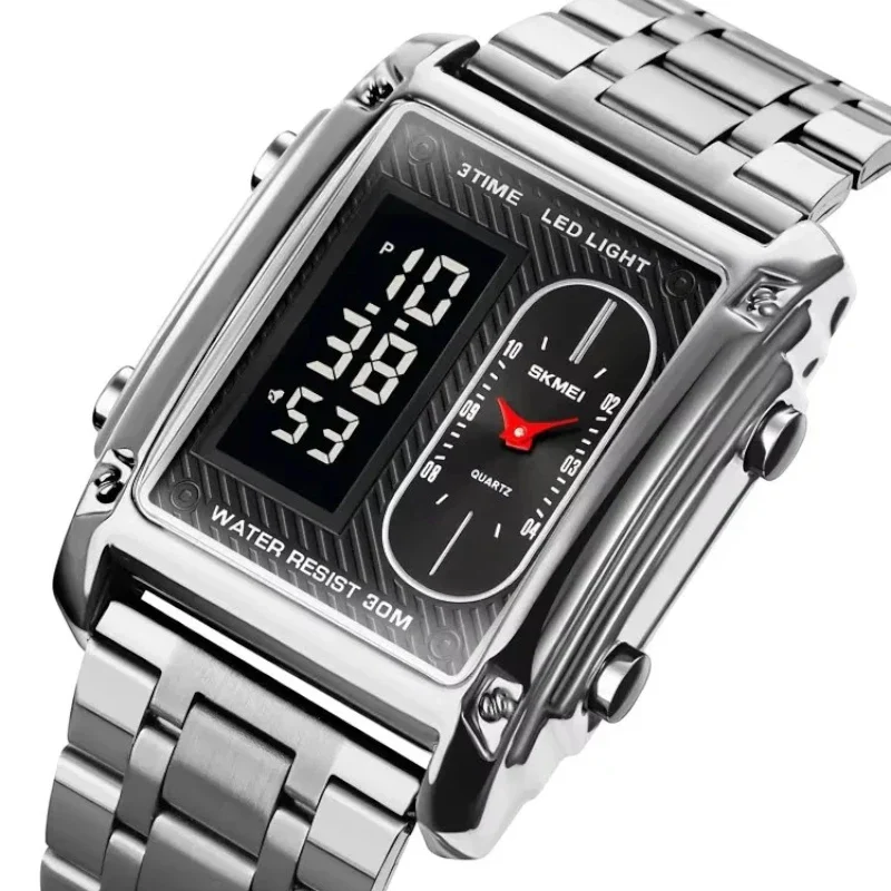 ساعة سكمي 1868 الكلاسيكية للرجال | ستانلس ستيل فضي ومينا أسود