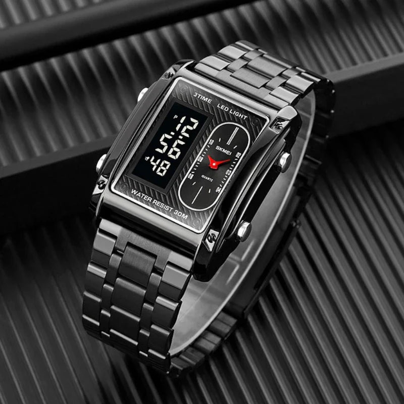 ساعة سكمي 1868 الكلاسيكية للرجال | ستانلس ستيل فضي ومينا أسود