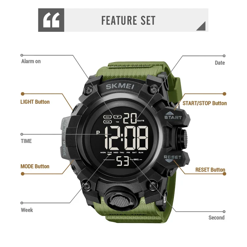 SKMEI 2140 ساعة رياضية رقمية بلون اسود