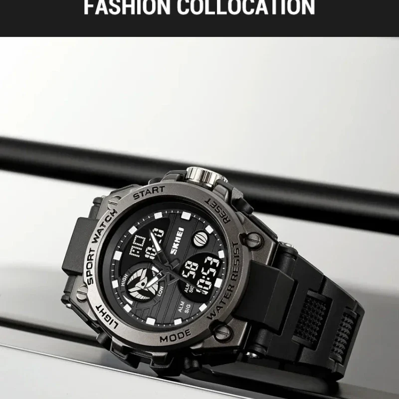 SKMEI 2360 ساعة رياضية رقمية تناظرية اسود ذهبي