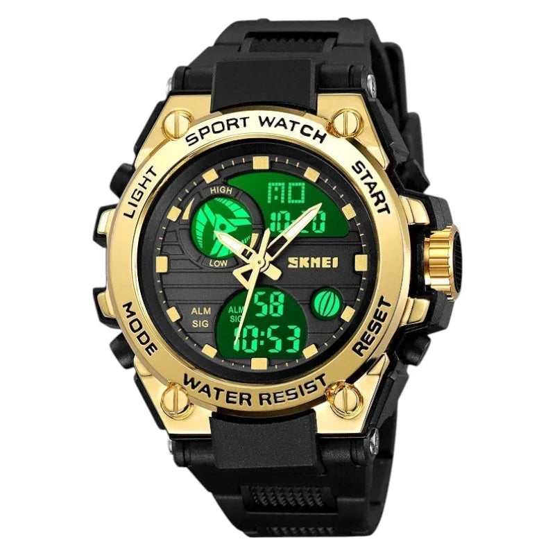 SKMEI 2360 ساعة رياضية رقمية تناظرية اسود ذهبي