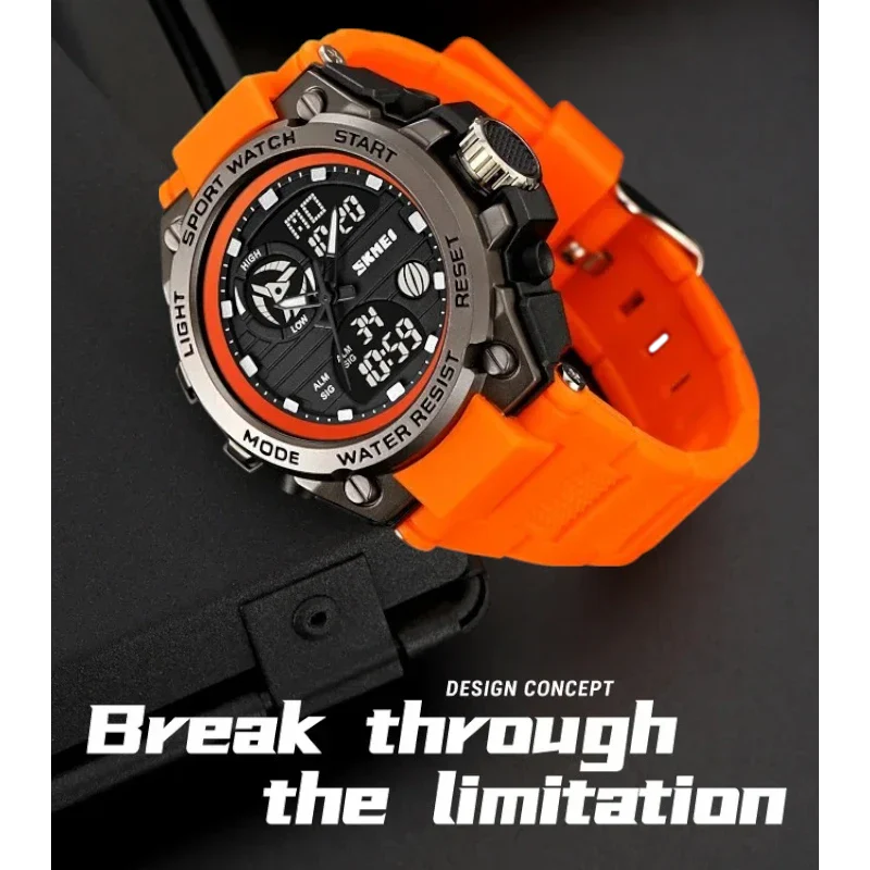 SKMEI 2360 ساعة رياضية رقمية تناظرية اسود ذهبي