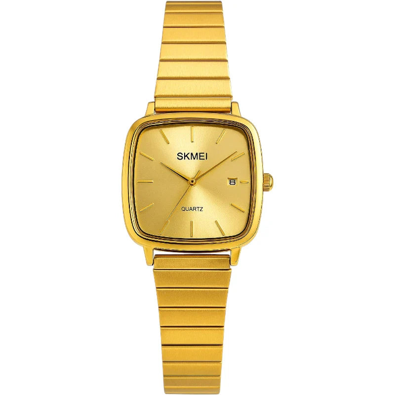SKMEI 2491 ساعة كلاسيكية بعقارب للجنسين ذهبي مع عرض للتاريخ