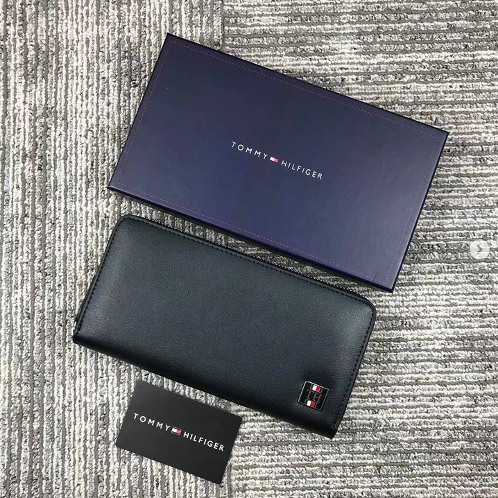 TH Long Black Leather Wallet For Unisex 35#