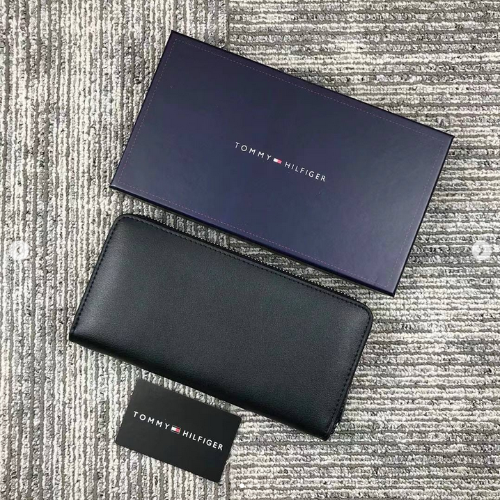 TH Long Black Leather Wallet For Unisex 35#