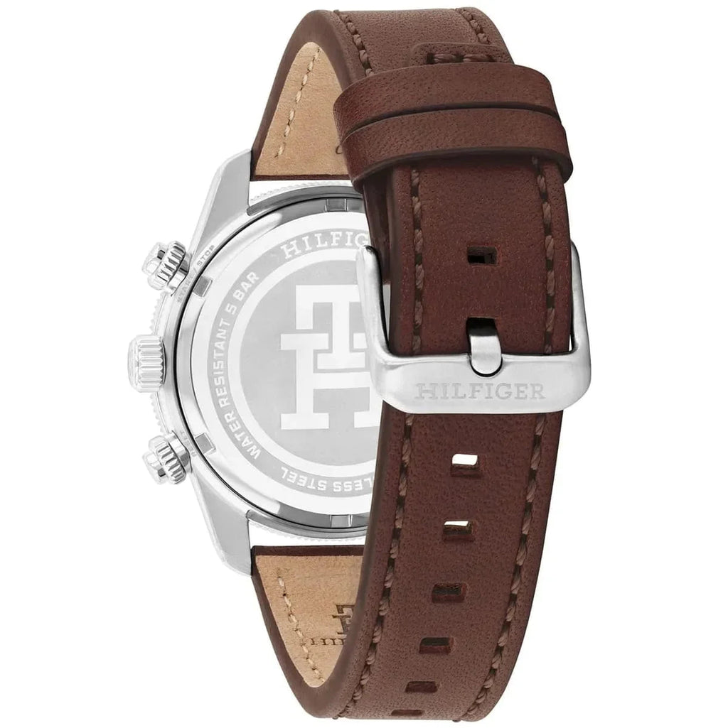 Tommy Hilfiger 1792166 Men’s Chronograph Watch – Black Dial, Pepsi Bezel & Brown Leather Strap