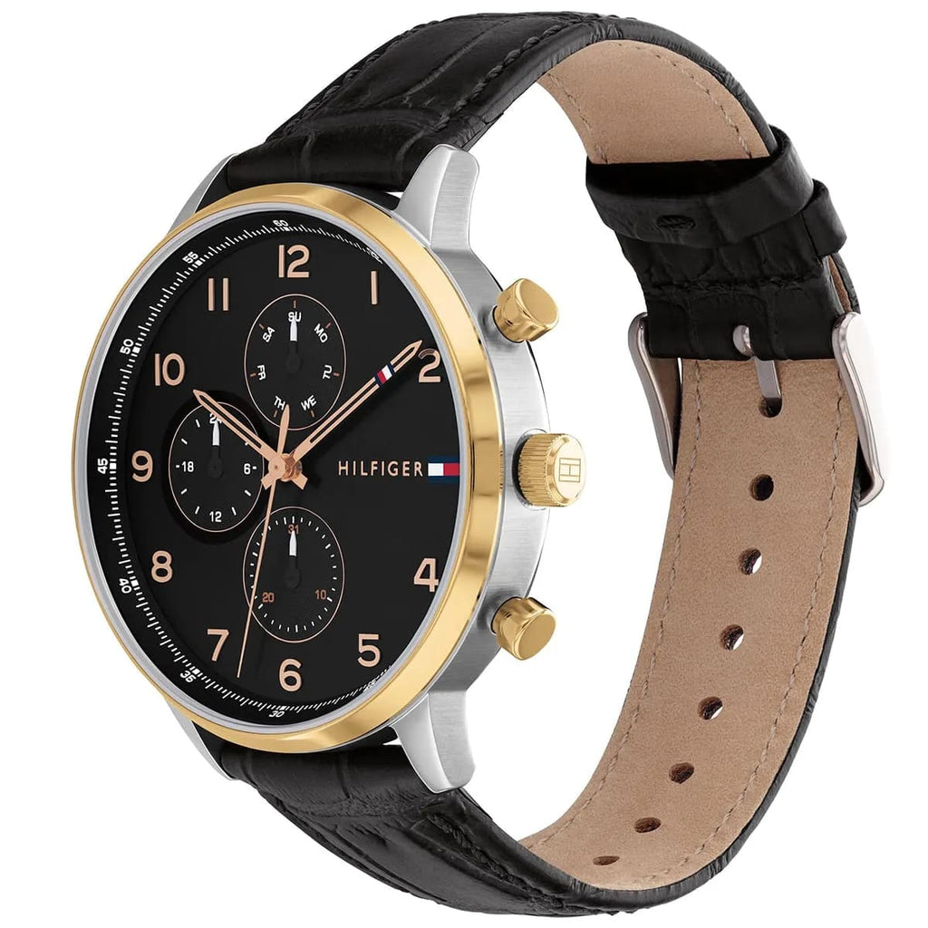 Tommy Hilfiger Leonard 1791986 Men’s Multi-Function Black Leather Watch