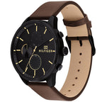 Tommy Hilfiger Chase 1791977 Men’s Black Dial Brown Leather Multi-Function Watch