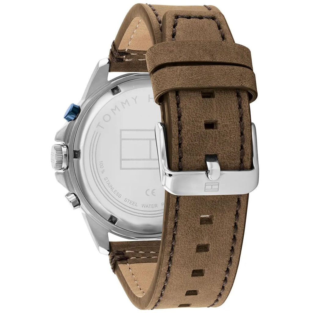Tommy Hilfiger Harley 1791895 Men’s Blue Dial Brown Leather Multi-Function Watch