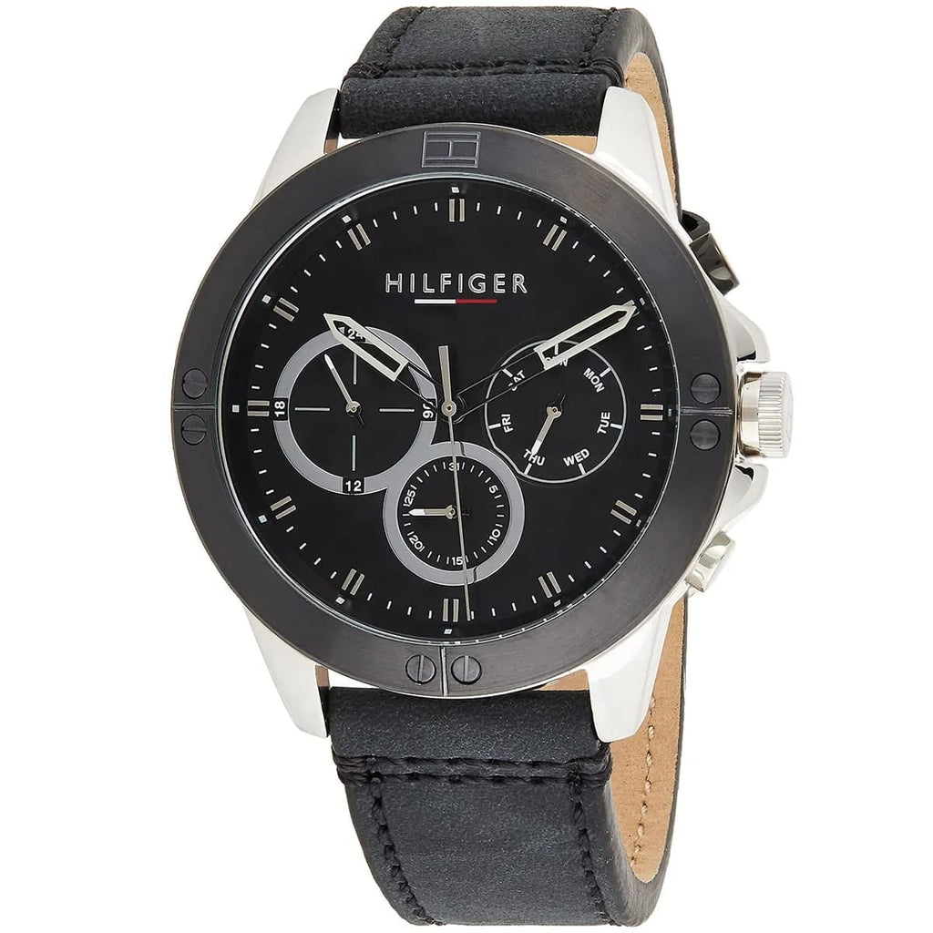 Tommy Hilfiger Harley 1791894 Men’s Black Dial Black Leather Multi-Function Watch