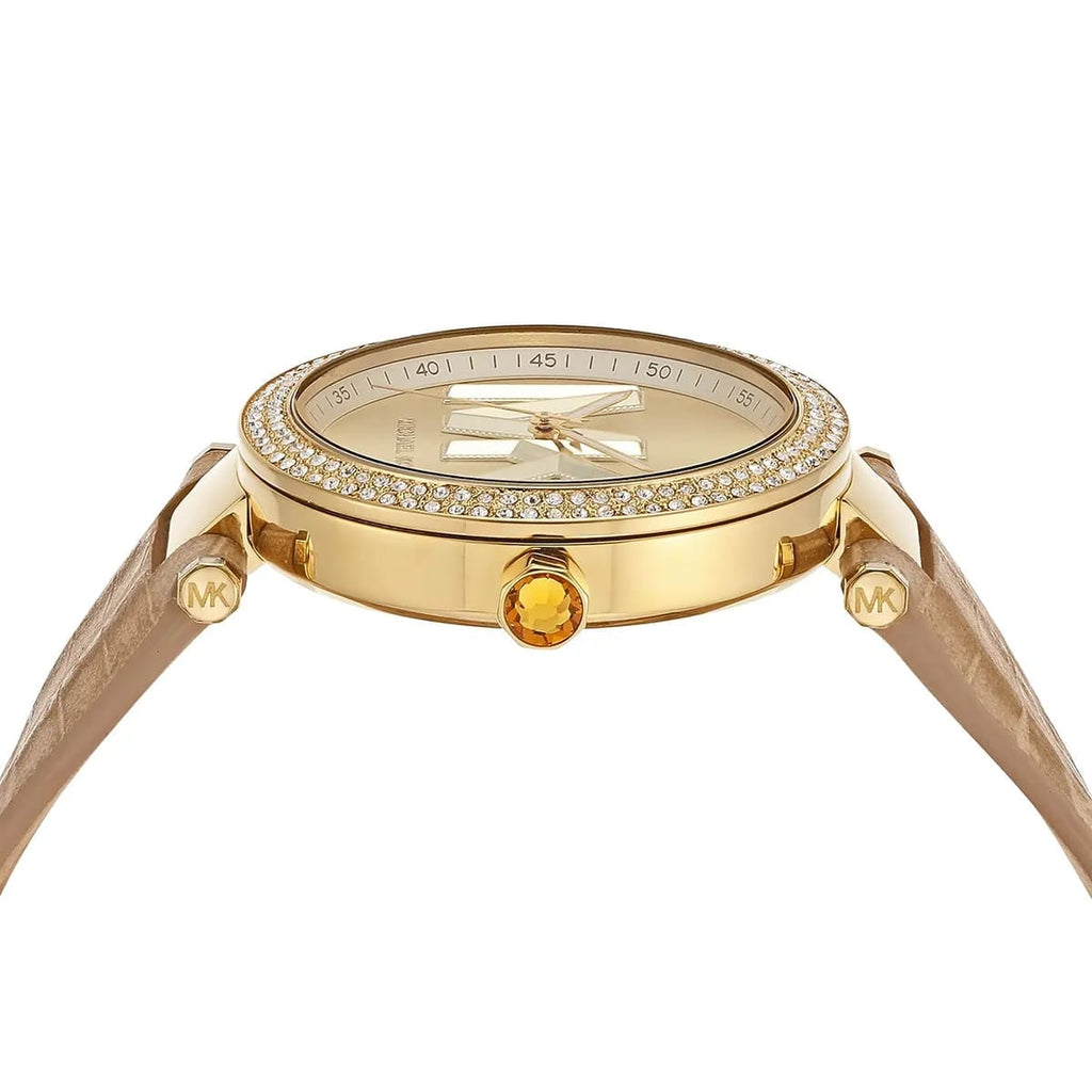 Michael Kors Parker MK4725 Women’s Gold Case Beige Leather Strap Analog Watch