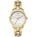 Michael Kors Runway MK6689 Women’s Gold Mother-of-Pearl Dial Pyramid-Link Bracelet Watch