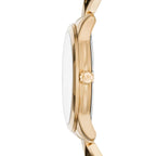 Michael Kors Runway MK6689 Women’s Gold Mother-of-Pearl Dial Pyramid-Link Bracelet Watch