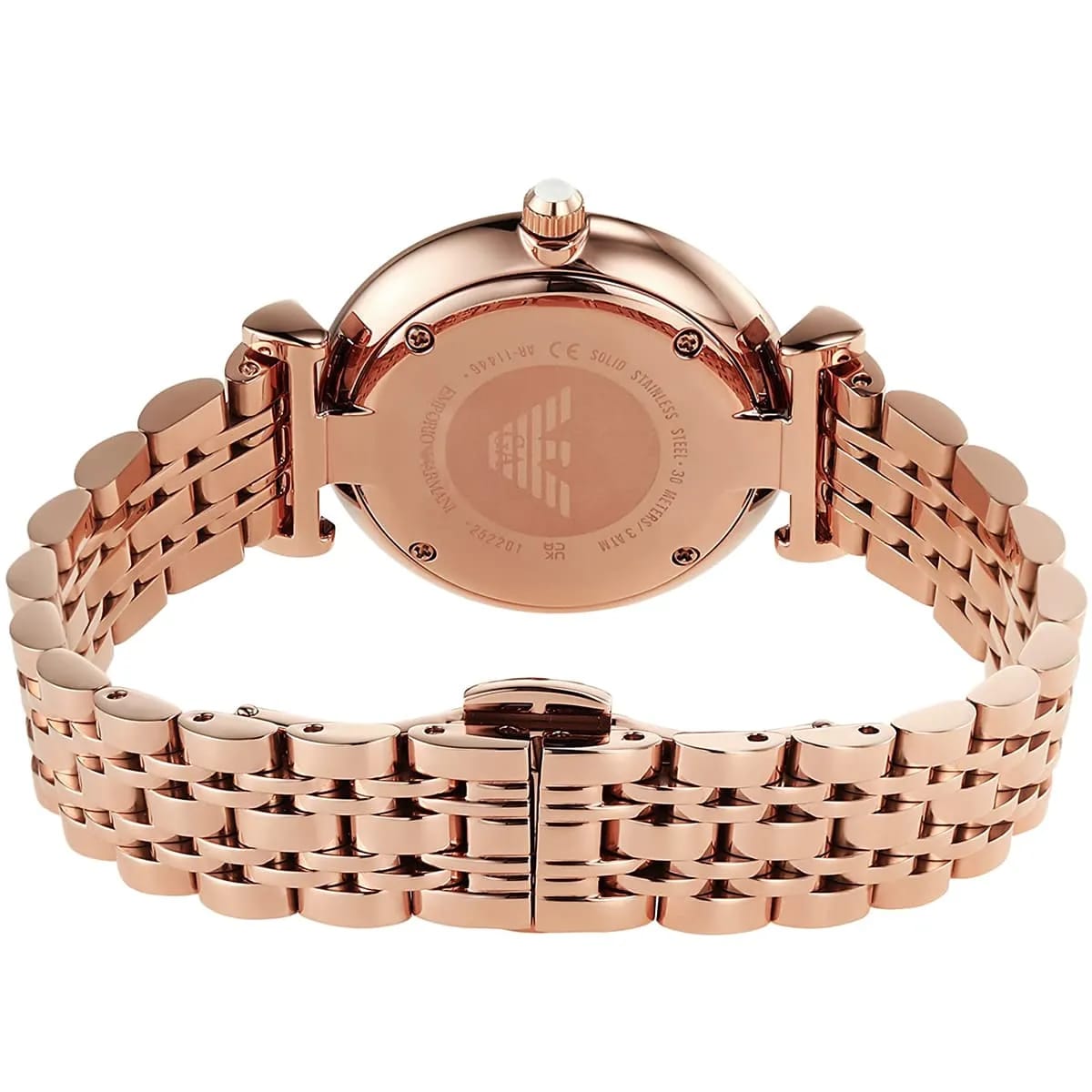 Emporio Armani AR11446 Women’s Silver Crystal Dial Rose Gold Gianni T-Bar Watch