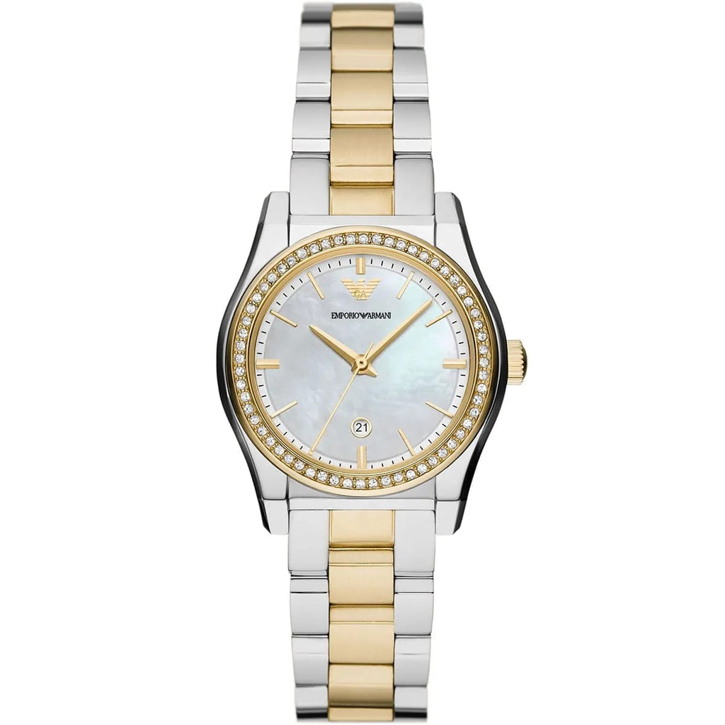 Emporio Armani AR11559 Women’s Mother of Pearl Dial Two-Tone Stainless Steel Federica Watch