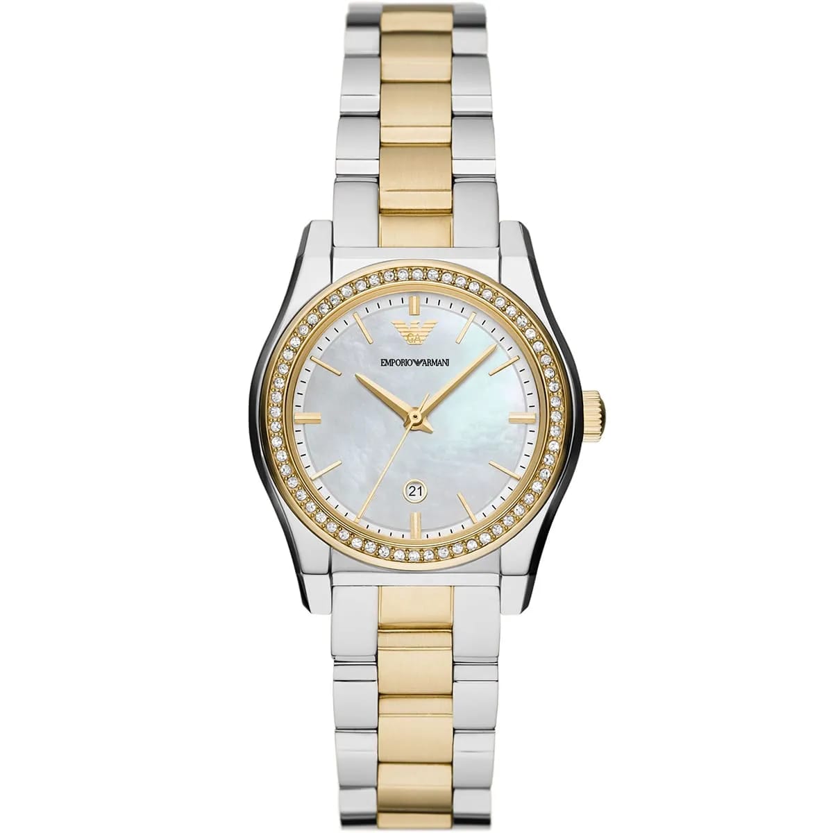 Emporio Armani AR11559 Women’s Mother of Pearl Dial Two-Tone Stainless Steel Federica Watch