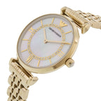 Emporio Armani AR1907 Women’s Mother of Pearl Dial Gold Stainless Steel Gianni T-Bar Watch