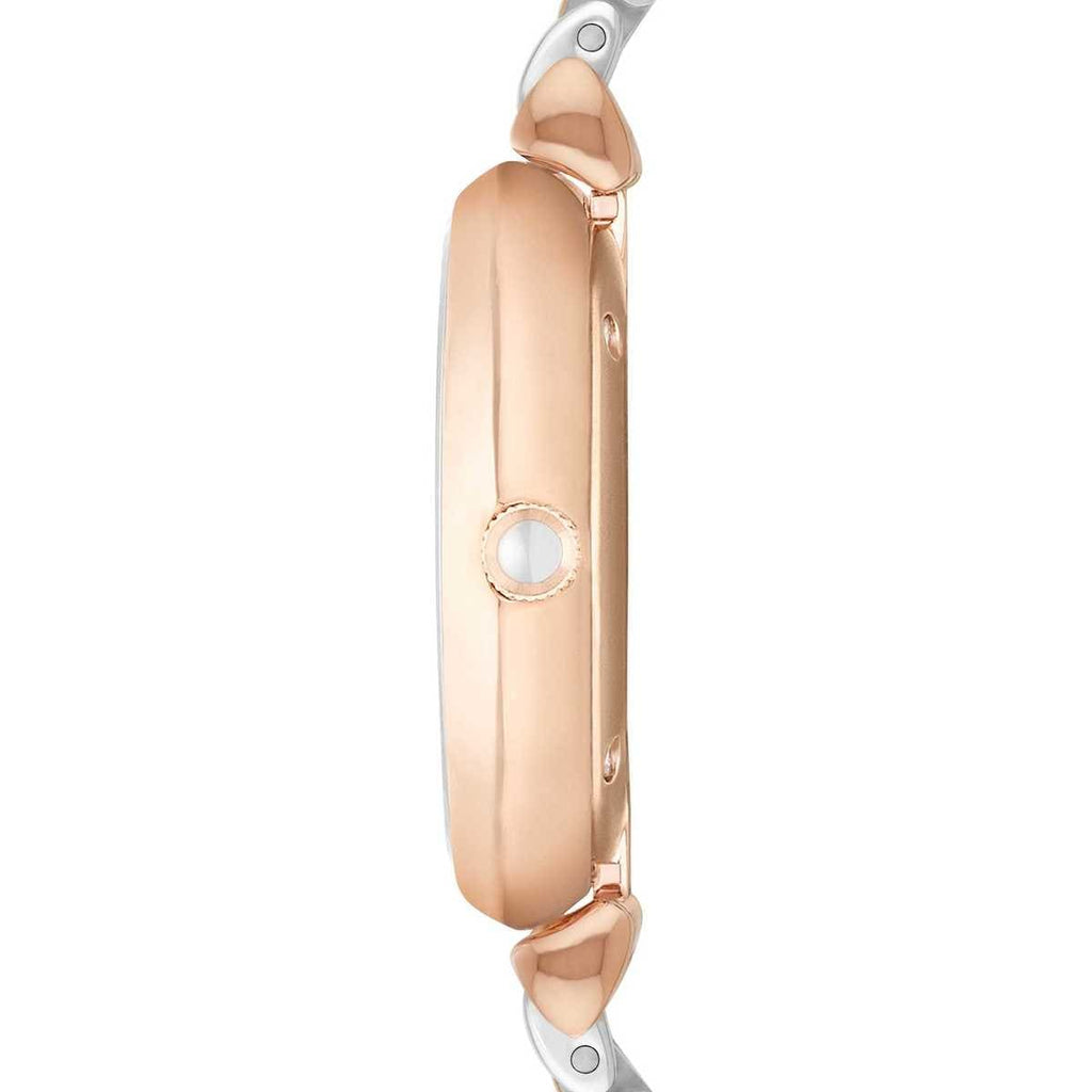 Emporio Armani AR1683 Women’s Mother of Pearl Dial Two-Tone Stainless Steel Gianni T-Bar Watch