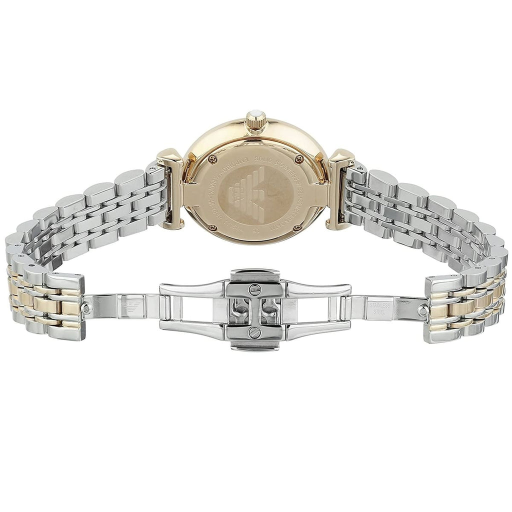 Emporio Armani AR1683 Women’s Mother of Pearl Dial Two-Tone Stainless Steel Gianni T-Bar Watch