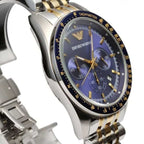 Emporio Armani AR6088 Men’s Blue Dial Two-Tone Stainless Steel Chronograph Watch