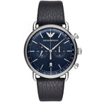 Emporio Armani AR11105 Men’s Blue Dial Black Leather Aviator Chronograph Watch