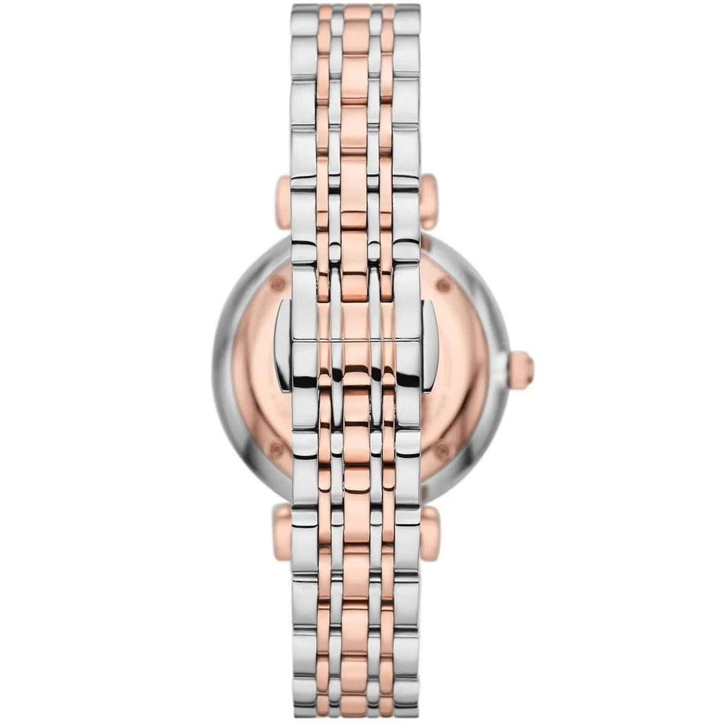 Emporio Armani Gianni T-Bar AR11537 Women's Two-Tone Crystal Encrusted Dial Luxury Watch