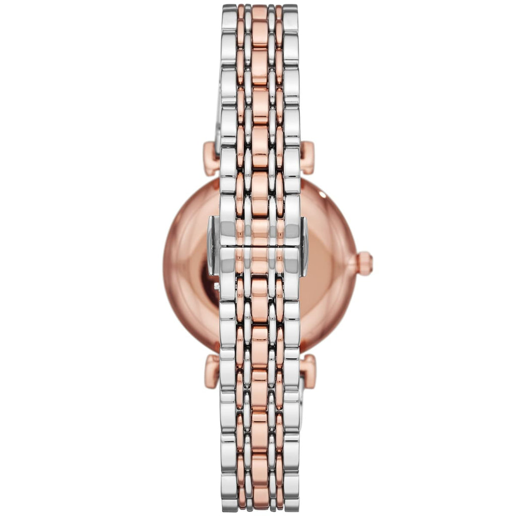 Emporio Armani Gianni T-Bar AR11537 Women's Two-Tone Crystal Encrusted Dial Luxury Watch