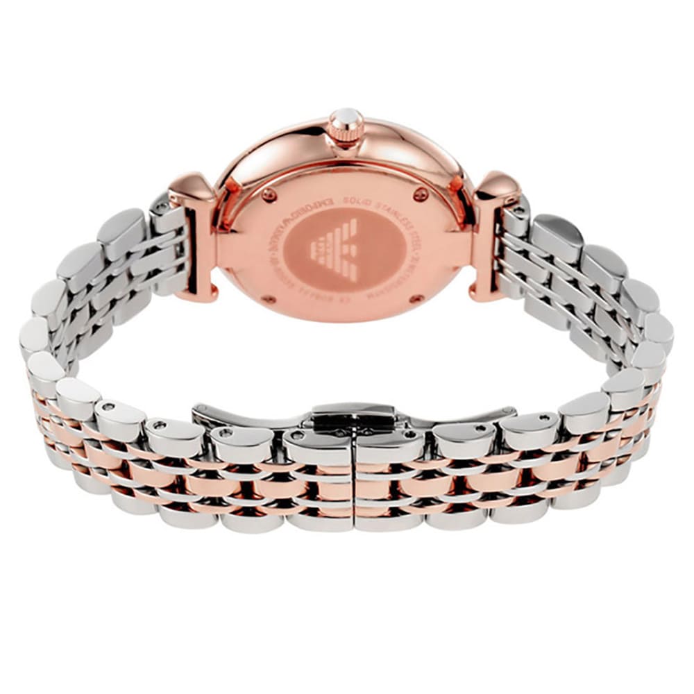 Emporio Armani Gianni T-Bar AR11537 Women's Two-Tone Crystal Encrusted Dial Luxury Watch