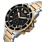 Emporio Armani World Explorer AR11680 Men's Solar Chronograph Black Dial Two-Tone Luxury Watch