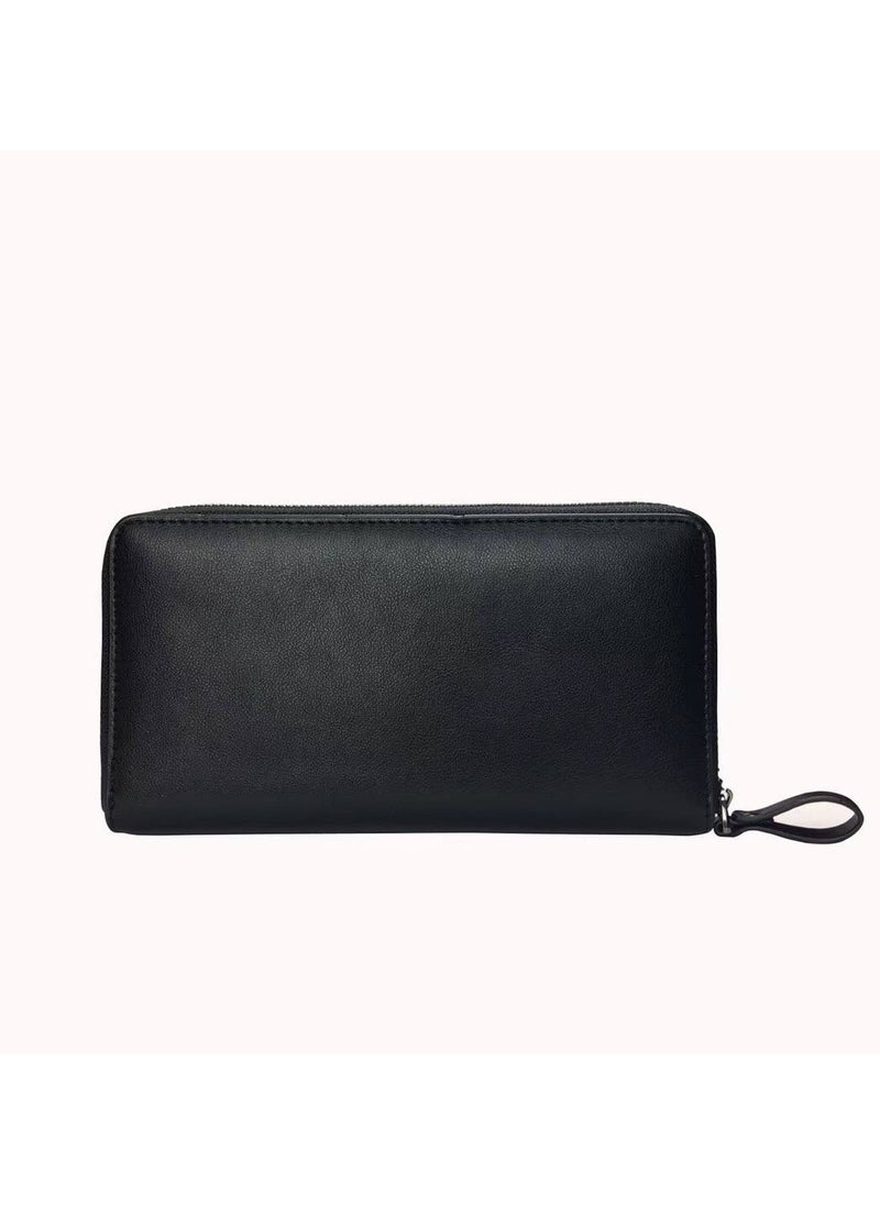 CK Long Black Leather Wallet For Unisex 76#