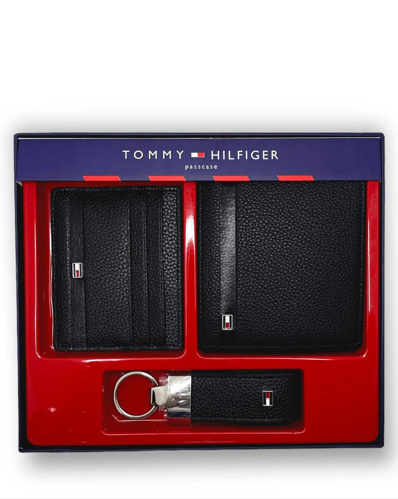 TH Black Leather Wallet-Keychain-Card Holder Set For Men 2#