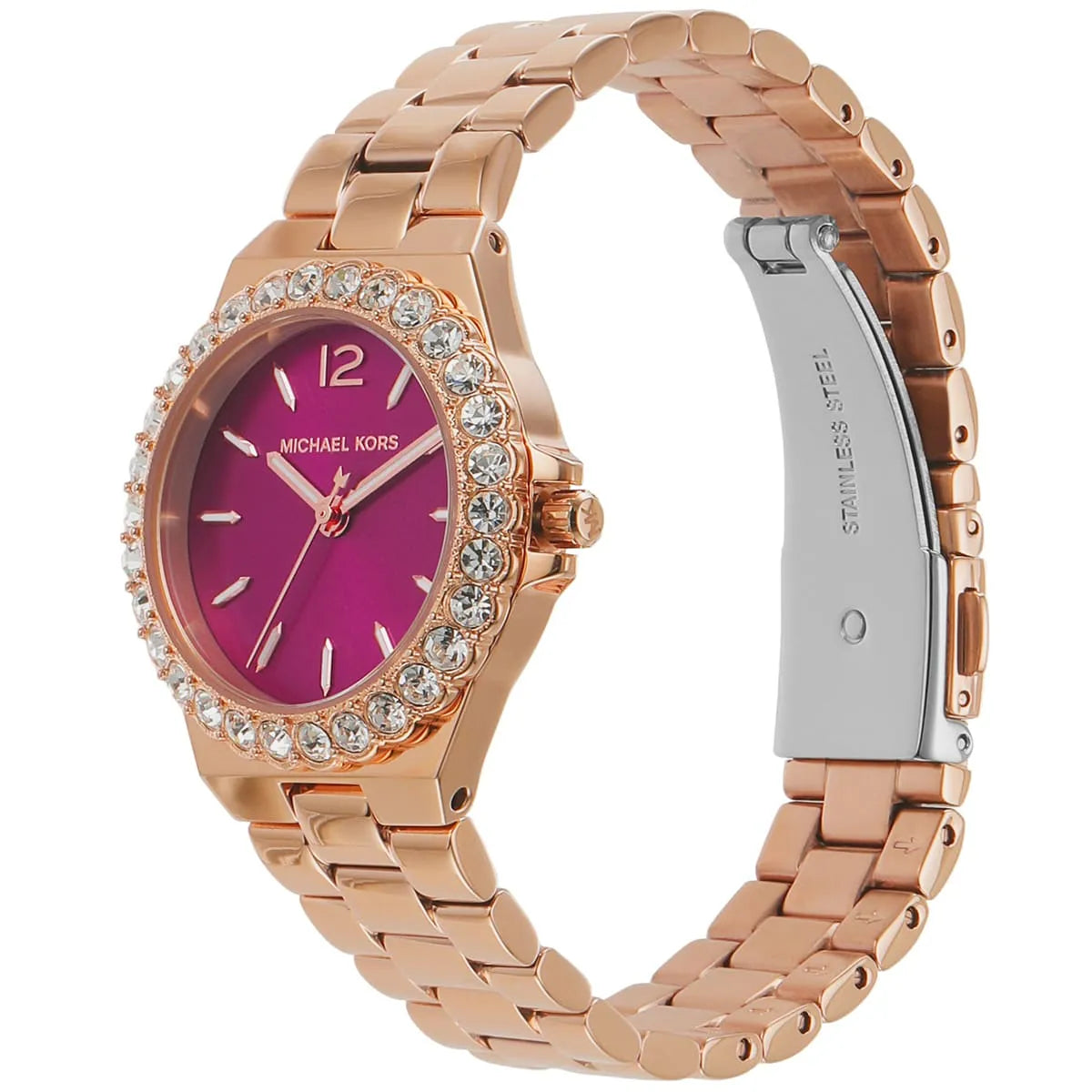 Michael Kors Lennox MK7396 Rose Gold Watch with Vibrant Fuchsia Dial