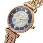 Emporio Armani Gianni T-Bar AR11423 Rose Gold & Navy Crystal Ladies Watch