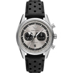 Emporio Armani Racer AR11677 Silver Dial Perforated Leather Men's Watch
